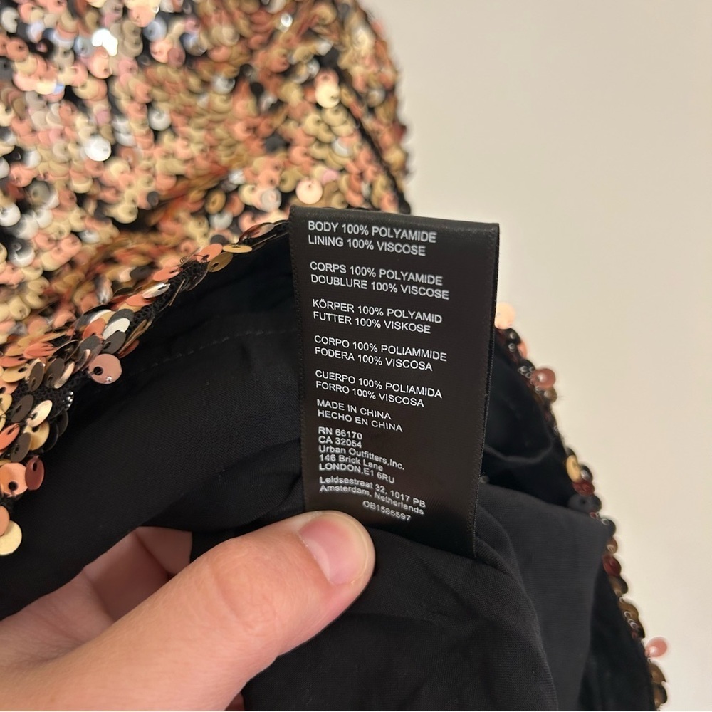 NWT Free People Annalise Black and Gold Sequin Mini Skirt Size 8 - Picture 7 of 12